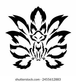 illustration vector graphics of tribal art design nine tailed fox tattoo for symbol