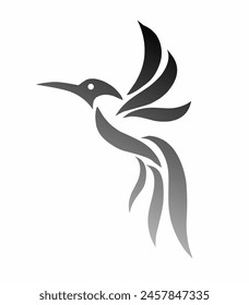 illustration vector graphics of tribal art design hummingbird tattoo on a white background