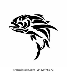 illustration vector graphics of tribal art design Giant trevally fish tattoo