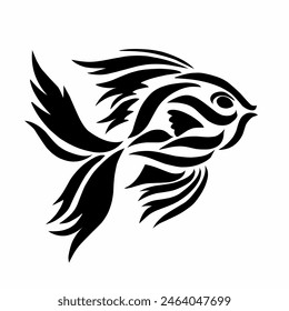 illustration vector graphics of tribal art design fish tattoo on a white background