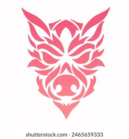 illustration vector graphics of tribal art abstract design wild boar head