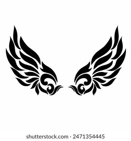 illustration vector graphics of tribal art abstract design of a pair of wings