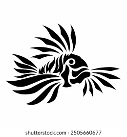 illustration vector graphics of tribal art design Lion fish tattoo