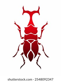 illustration vector graphics of tribal art design red horned beetle