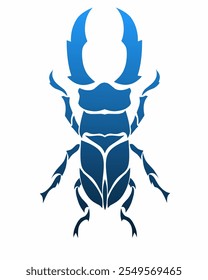 illustration vector graphics of tribal art design horned beetle