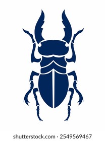 illustration vector graphics of tribal art design horned beetle