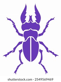 illustration vector graphics of tribal art design horned beetle