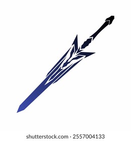 illustration vector graphics of tribal art design fantasy sword for tattoo elements