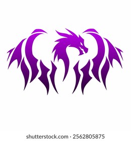 illustration vector graphics of tribal art design abstract tattoo Dragon head with two wings