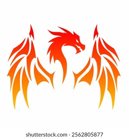 illustration vector graphics of tribal art design abstract tattoo Dragon head with two wings