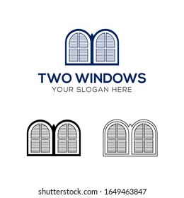 illustration vector graphics of two windows blue logo with classic style, perfect for use company window logo, business window etc.