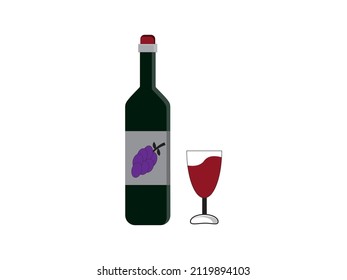 illustration vector graphics of wine bottles and filled glasses, good for romantic symbols