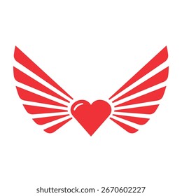 Ilustración Vector graphoc de corazón amor alas logo