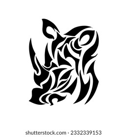 illustration vector grapic of design tribal art rhinoceros head tattoo
