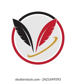 illustration vector grapic of Feather logo and symbol design on gray background