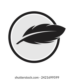 illustration vector grapic of Feather logo and symbol design on gray background