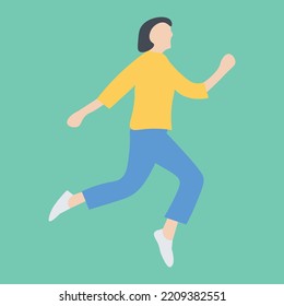 Illustration Vector Grapic Flat Character Woman Jumping