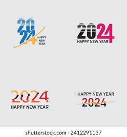 illustration vector grapic for Happy New Year 2024 text design perfeck for  Cover of business diary for 2024 with wishes. Brochure design template, card, banner. Isolated on gray background