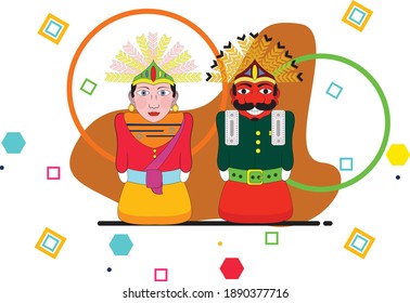 Vector de ilustración gráfico de ondel ondel es una de las culturas en indonesia