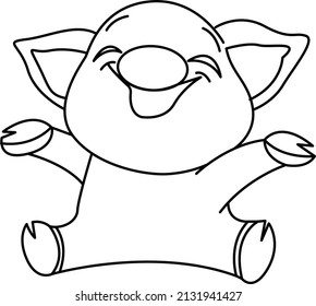Illustration vector grapic of picture of a pig with black lines, good for wallpaper, stickers, toy logos, etc
