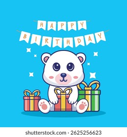 Illustration vector grapich of bear holding a giftbox perfect for character design 