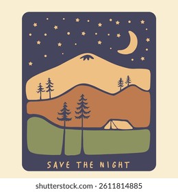 Illustration vector grapich of camp in the night perfect for tshirt design and sticker design 