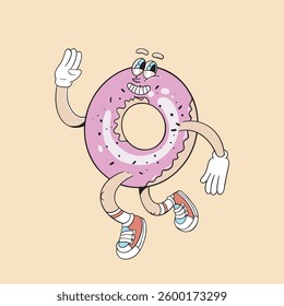 Illustration vector grapich of donout character design perfect for your tshirt design and sticker or yor logo