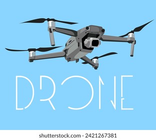 Illustration vector grapich of drone, illustration vector art, background blue 