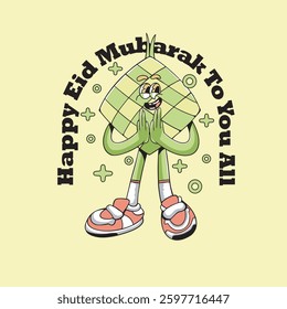 Illustration vector grapich of eid mubarak perfect for your thanksgiving design,sticker or tshirt design 