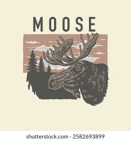 Illustration vector grapich of Moose perfect for your tshirt design 