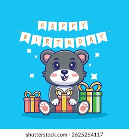 Illustration vector grapich of a mouse holding a giftbox perfect for character design 