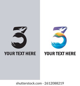 Illustration vector grapich of number three perfect for your logo design 