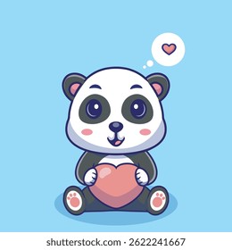 Ilustración Vector gráfico de un panda sosteniendo un corazón perfecto para el diseño del personaje 