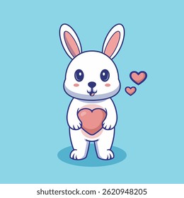 Illustration vector grapich of a rabbit holding a heart perfect for character design 