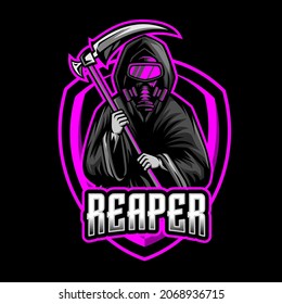 illustration vector grapich of reaper perfect for mascot logo