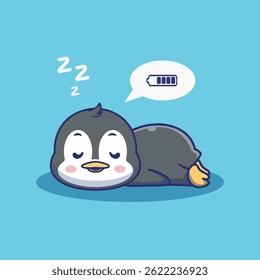 Illustration vector grapich of a sleeping penguins perfect for character design 