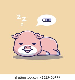 Illustration vector grapich of a sleeping pig perfect for character design 