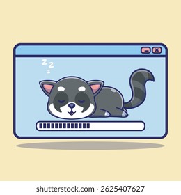 Ilustración Vector gráfico de un mapache dormido en el menubar perfecto para el diseño de personajes 