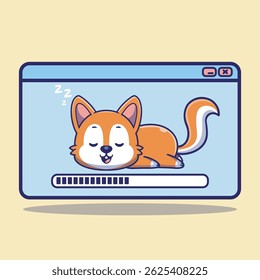 Illustration vector grapich of a sleeping squirrel in the menubars and loading bar perfect for character design