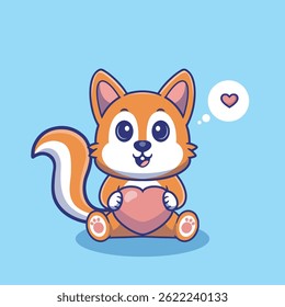 Illustration vector grapich of a squirrel holding a heart perfect for character design 