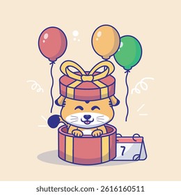 Illustration vector grapich of tiger cub perfect for icon and thanksgiving card design 
