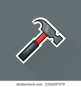 Illustration Vector of Gray Hammer in Flat Design