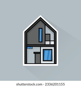 Illustration Vector of Gray Modern House 4 in Flat Design