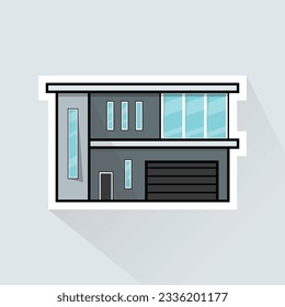 Illustration Vector of Gray Modern House 2 in Flat Design