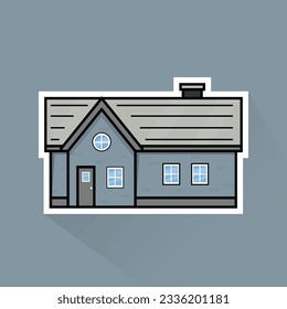Illustration Vector of Gray Suburban House 1 in Flat Design