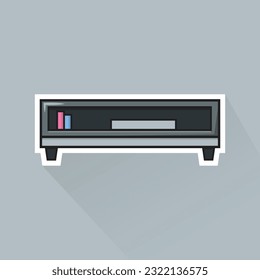 Vector de ilustración de escritorio de TV gris en diseño plano