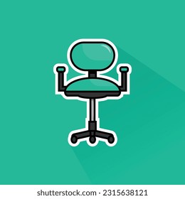 Illustration Vector of Green Office Chair in Flat Design