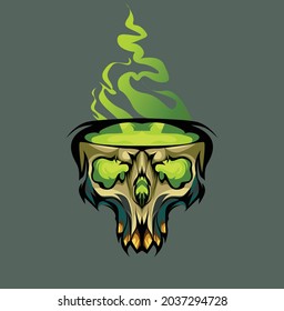 illustration of vector green skull