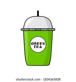 Illustration Vektor Green Tee in Bubble Cup