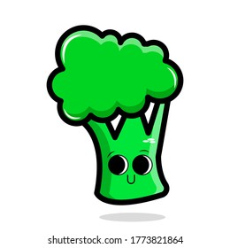 illustration vector of green vegetable cartoon character. isolated on white background.